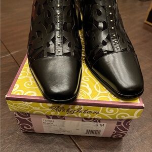 Brighton Black Leather Ankle Booties